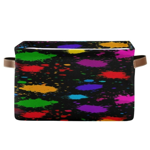 IAUYY Set of 1 Storage Cubes with Handles-Not Prone to Deformation Canvas Storage Baskets for Bedroom Closet Living Room Decorative Storage Baskets Background Paint Splatter