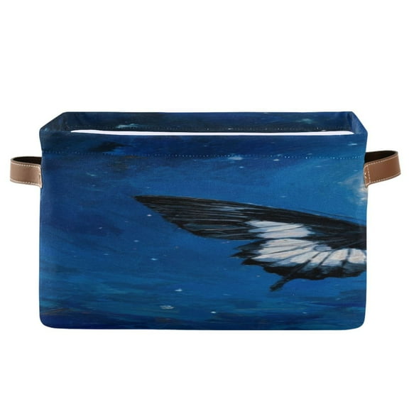 IAUYY Set of 1 Storage Cubes with Handles-Not Prone to Deformation Canvas Storage Baskets for Bedroom Closet Living Room Decorative Storage Baskets A Black and White Butterfly