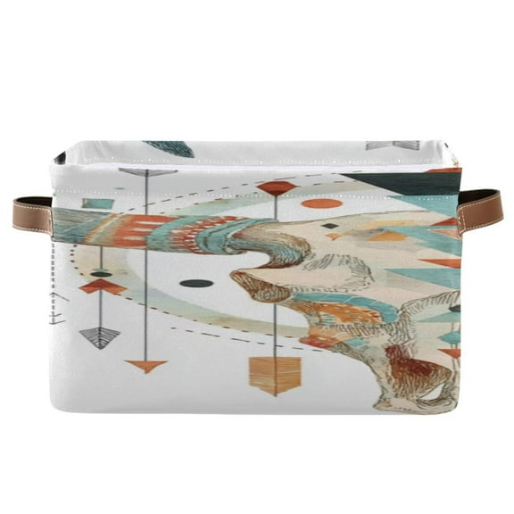 IAUYY Set of 1 Storage Cubes with Handles-Not Prone to Deformation Canvas Storage Baskets for Bedroom Closet Living Room Decorative Storage Baskets Bull Skull