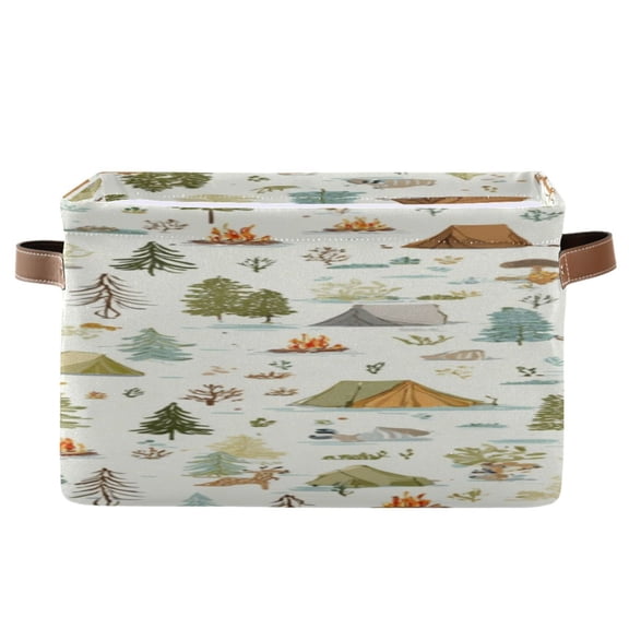 IAUYY Set of 1 Storage Cubes with Handles-Not Prone to Deformation Canvas Storage Baskets for Bedroom Closet Living Room Decorative Storage Baskets Camping Tent and Bonfire