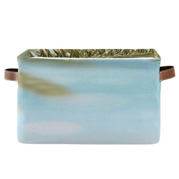 IAUYY Set of 1 Storage Cubes with Handles-Not Prone to Deformation Canvas Storage Baskets for Bedroom Closet Living Room Decorative Storage Baskets Coconut Tree