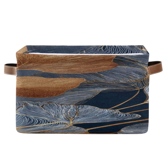 IAUYY Set of 1 Storage Cubes with Handles-Not Prone to Deformation Canvas Storage Baskets for Bedroom Closet Living Room Decorative Storage Baskets Embroidered Leaves