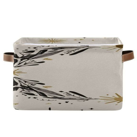 IAUYY Set of 1 Storage Cubes with Handles-Not Prone to Deformation Canvas Storage Baskets for Bedroom Closet Living Room Decorative Storage Baskets Golden Embellishment