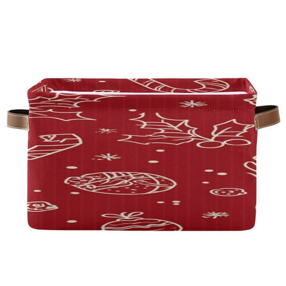 IAUYY Set of 1 Storage Cubes with Handles-Not Prone to Deformation Canvas Storage Baskets for Bedroom Closet Living Room Decorative Storage Baskets Holly Leaf