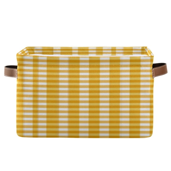 IAUYY Set of 1 Storage Cubes with Handles-Not Prone to Deformation Canvas Storage Baskets for Bedroom Closet Living Room Decorative Storage Baskets Orange and White Checkered Pattern