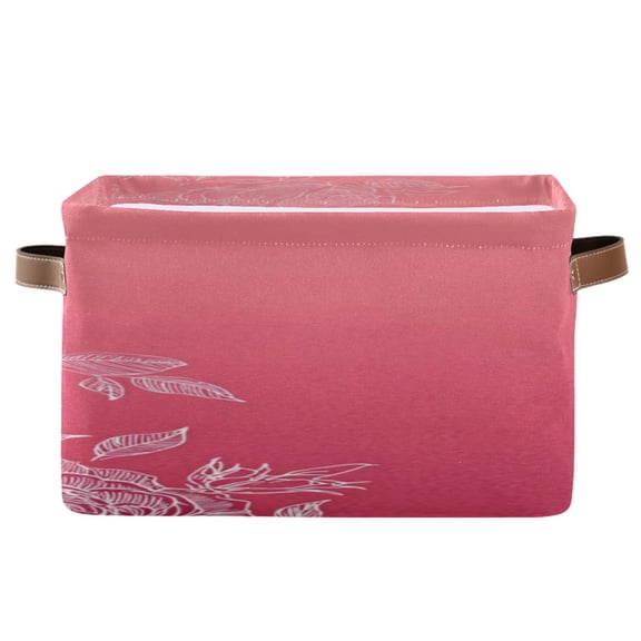IAUYY Set of 1 Storage Cubes with Handles-Not Prone to Deformation Canvas Storage Baskets for Bedroom Closet Living Room Decorative Storage Baskets Paired with Rose Line Art