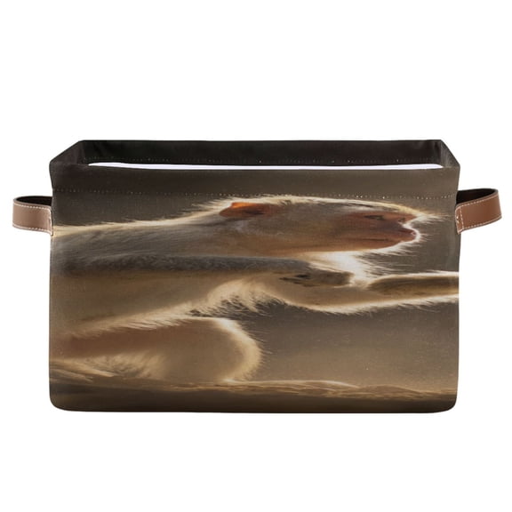 IAUYY Set of 1 Storage Cubes with Handles-Not Prone to Deformation Canvas Storage Baskets for Bedroom Closet Living Room Decorative Storage Baskets Playful Monkeys