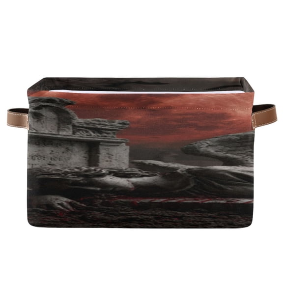 IAUYY Set of 1 Storage Cubes with Handles-Not Prone to Deformation Canvas Storage Baskets for Bedroom Closet Living Room Decorative Storage Baskets A Round Of Red Color