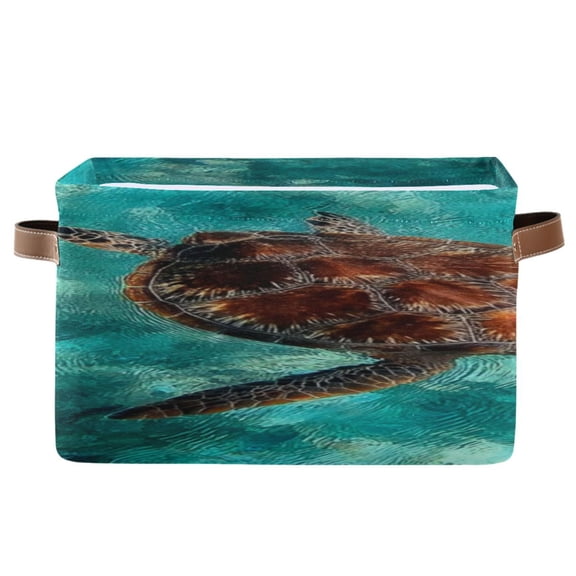 IAUYY Set of 1 Storage Cubes with Handles-Not Prone to Deformation Canvas Storage Baskets for Bedroom Closet Living Room Decorative Storage Baskets Sea Turtle
