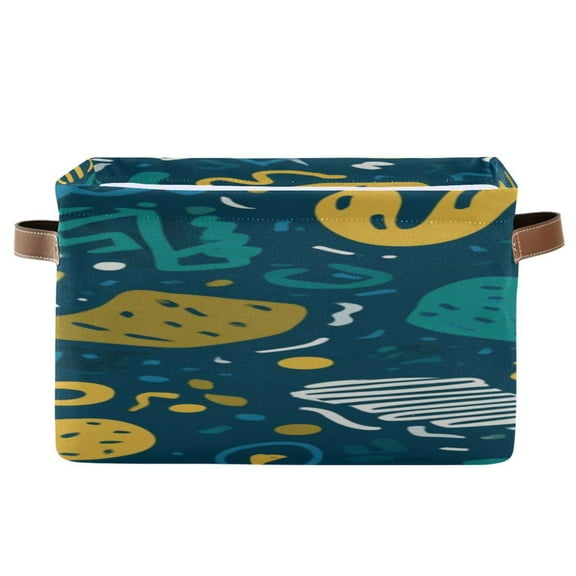 IAUYY Set of 1 Storage Cubes with Handles-Not Prone to Deformation Canvas Storage Baskets for Bedroom Closet Living Room Decorative Storage Baskets Teal Mustard Yellow