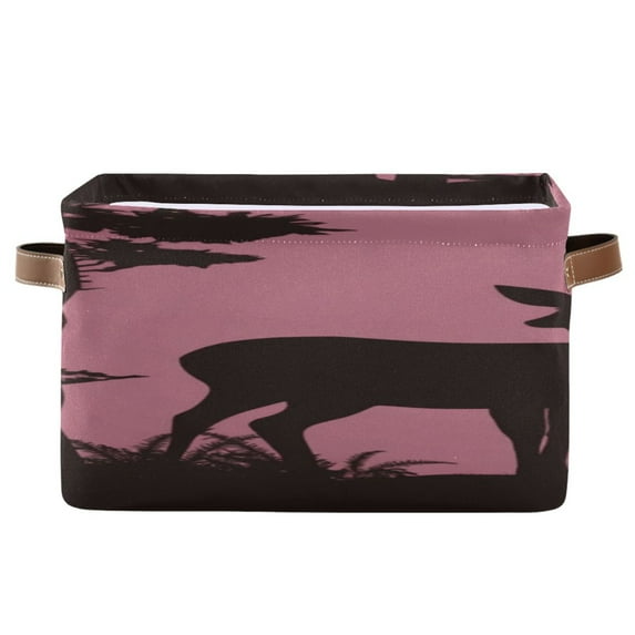 IAUYY Set of 1 Storage Cubes with Handles-Not Prone to Deformation Canvas Storage Baskets for Bedroom Closet Living Room Decorative Storage Baskets A Young Deer