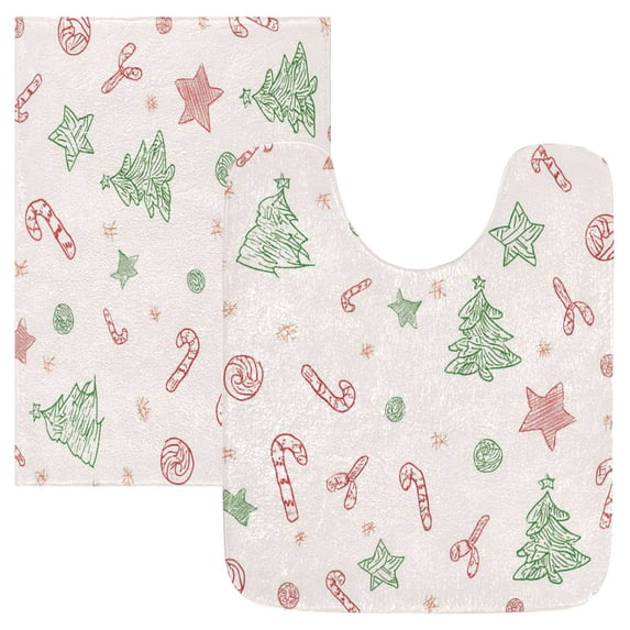 IAUYY Set of 2 Inch Bath Mat Thick Soft Plush Shower Mat TPR Backing Material Non Slip Bath Mats for Bathroom for Tub Shower Hotel Art Festival Design