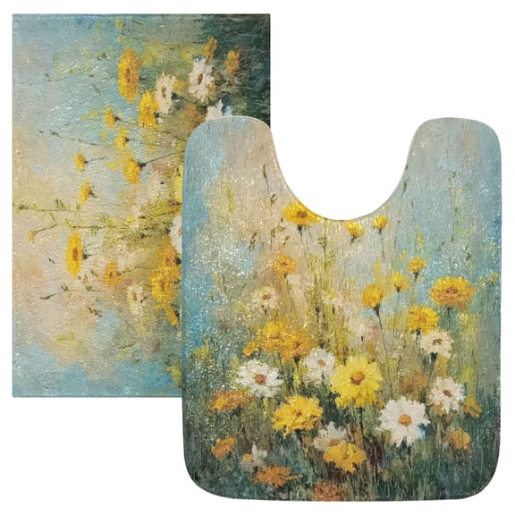 IAUYY Set of 2 Inch Bath Mat Thick Soft Plush Shower Mat TPR Backing Material Non Slip Bath Mats for Bathroom for Tub Shower Hotel The Fields in The Painting