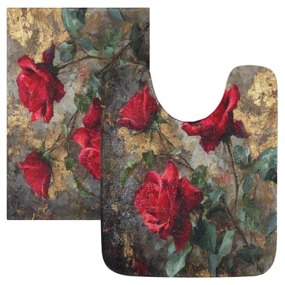 IAUYY Set of 2 Inch Bath Mat Thick Soft Plush Shower Mat TPR Backing Material Non Slip Bath Mats for Bathroom for Tub Shower Hotel Oil Painting on The Theme