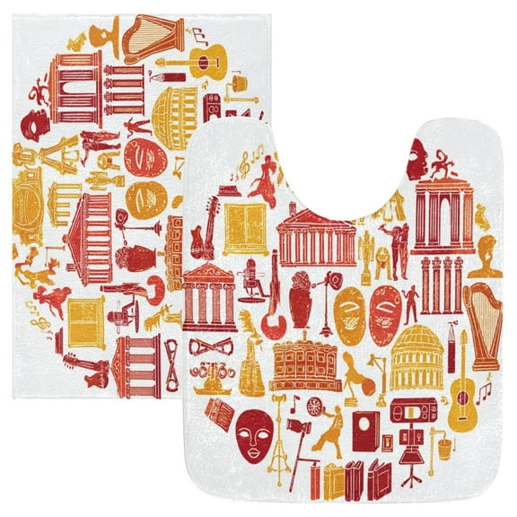 IAUYY Set of 2 Inch Bath Mat Thick Soft Plush Shower Mat TPR Backing Material Non Slip Bath Mats for Bathroom for Tub Shower Hotel Painting and Calligraphy