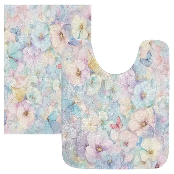 IAUYY Set of 2 Inch Bath Mat Thick Soft Plush Shower Mat TPR Backing Material Non Slip Bath Mats for Bathroom for Tub Shower Hotel Romantic Charm Of Retro Art