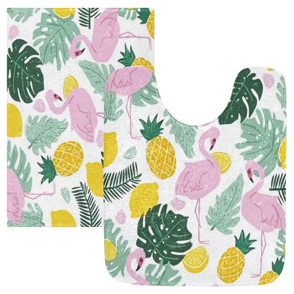IAUYY Set of 2 Inch Bath Mat Thick Soft Plush Shower Mat TPR Backing Material Non Slip Bath Mats for Bathroom for Tub Shower Hotel Seamless Pattern Of The Pineapple
