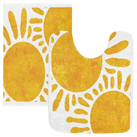 IAUYY Set of 2 Inch Bath Mat Thick Soft Plush Shower Mat TPR Backing Material Non Slip Bath Mats for Bathroom for Tub Shower Hotel Sun Symmetrical Abstract Sensibility