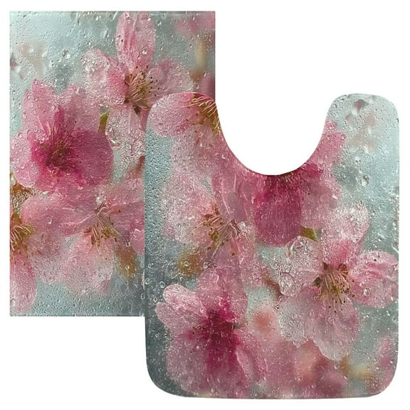 IAUYY Set of 2 Inch Bath Mat Thick Soft Plush Shower Mat TPR Backing Material Non Slip Bath Mats for Bathroom for Tub Shower Hotel Water Droplets Covered