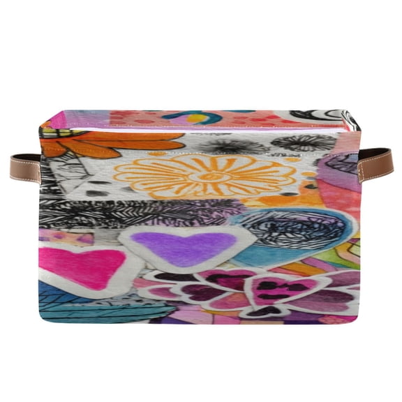 IAUYY Set of 2 Storage Cubes with Handles-Not Prone to Deformation Canvas Storage Baskets for Bedroom Closet Living Room Decorative Storage Baskets Abstract Elements Clipboard