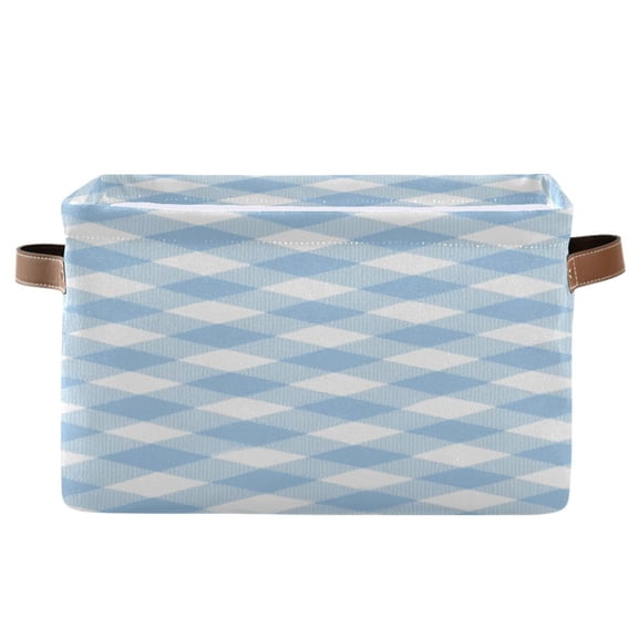 IAUYY Set of 2 Storage Cubes with Handles-Not Prone to Deformation Canvas Storage Baskets for Bedroom Closet Living Room Decorative Storage Baskets Blue and White Checkered Pattern