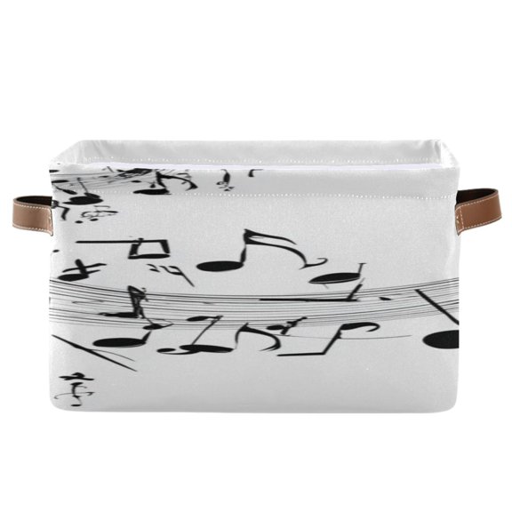 IAUYY Set of 2 Storage Cubes with Handles-Not Prone to Deformation Canvas Storage Baskets for Bedroom Closet Living Room Decorative Storage Baskets Floating Musical Notation Elements
