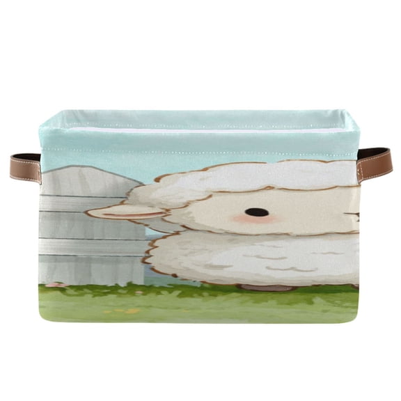 IAUYY Set of 2 Storage Cubes with Handles-Not Prone to Deformation Canvas Storage Baskets for Bedroom Closet Living Room Decorative Storage Baskets The Green Grassland