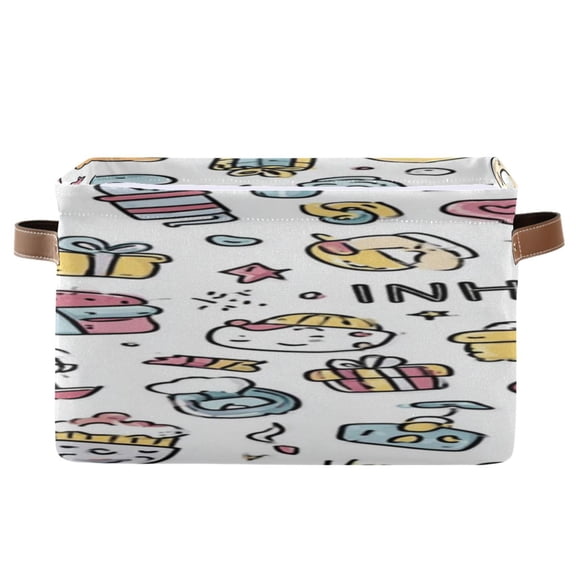 IAUYY Set of 2 Storage Cubes with Handles-Not Prone to Deformation Canvas Storage Baskets for Bedroom Closet Living Room Decorative Storage Baskets in The Painting Graffiti