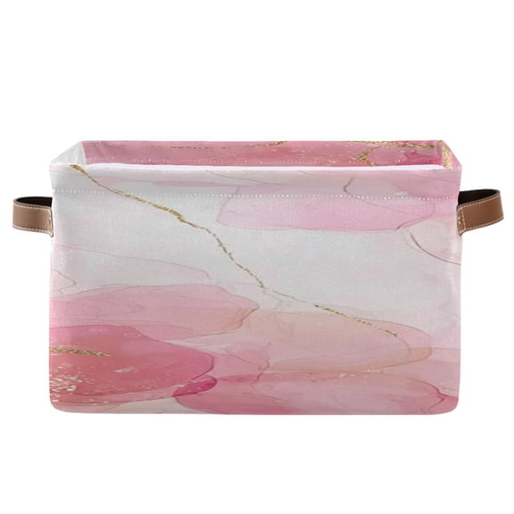 IAUYY Set of 2 Storage Cubes with Handles-Not Prone to Deformation Canvas Storage Baskets for Bedroom Closet Living Room Decorative Storage Baskets A Soft Blush