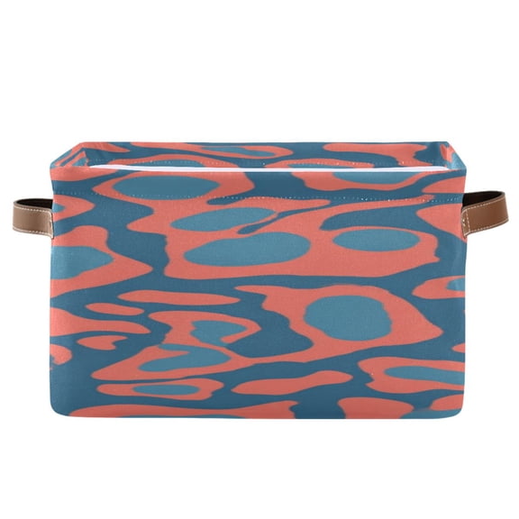 IAUYY Set of 2 Storage Cubes with Handles-Not Prone to Deformation Canvas Storage Baskets for Bedroom Closet Living Room Decorative Storage Baskets Tones Of Coral and Blue