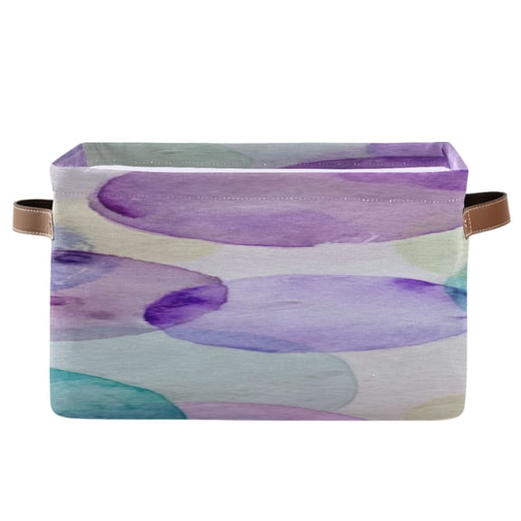 IAUYY Set of 2 Storage Cubes with Handles-Not Prone to Deformation Canvas Storage Baskets for Bedroom Closet Living Room Decorative Storage Baskets Urple and Teal-colored Circles