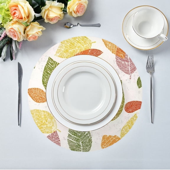 IAUYY Set of 4 Round Placemats for Dining Tables Heat-Resistant and Wear-Resistant DIY Printing Design Table Placemats，Applicable for Christmas A Flowing and Beautiful Picture