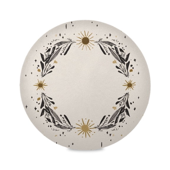 IAUYY Set of 4 Round Placemats for Dining Tables Heat-Resistant and Wear-Resistant DIY Printing Design Table Placemats，Applicable for Christmas Golden Embellishment