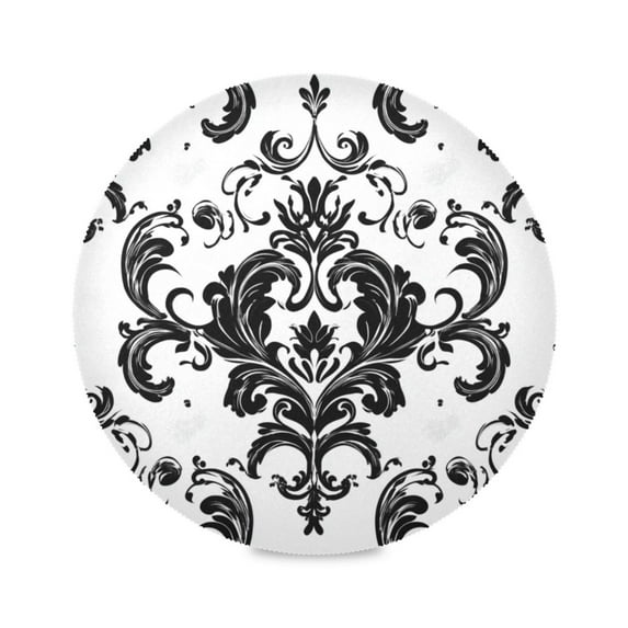 IAUYY Set of 4 Round Placemats for Dining Tables Heat-Resistant and Wear-Resistant DIY Printing Design Table Placemats,Applicable for Christmas Gorgeous Brocade Pattern