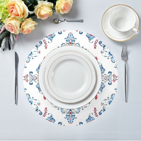 IAUYY Set of 4 Round Placemats for Dining Tables Heat-Resistant and Wear-Resistant DIY Printing Design Table Placemats，Applicable for Christmas Russian Decoration