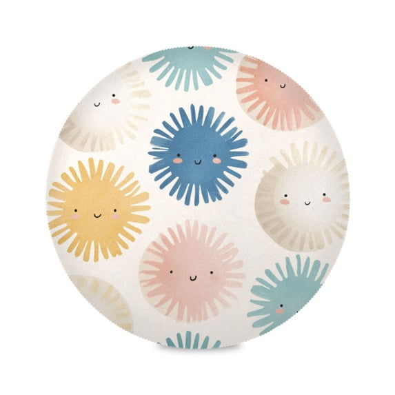 IAUYY Set of 4 Round Placemats for Dining Tables Heat-Resistant and Wear-Resistant DIY Printing Design Table Placemats,Applicable for Christmas Sun Illustration