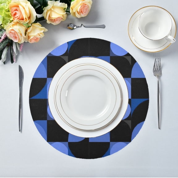 IAUYY Set of 4 Round Placemats for Dining Tables Heat-Resistant and Wear-Resistant DIY Printing Design Table Placemats,Applicable for Christmas Two-dimensional Graphic Design