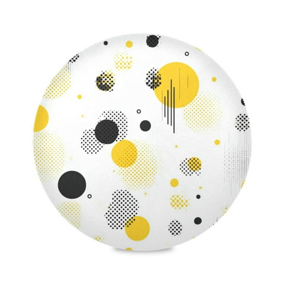 IAUYY Set of 4 Round Placemats for Dining Tables Heat-Resistant and Wear-Resistant DIY Printing Design Table Placemats，Applicable for Christmas Yellow and Black Dots
