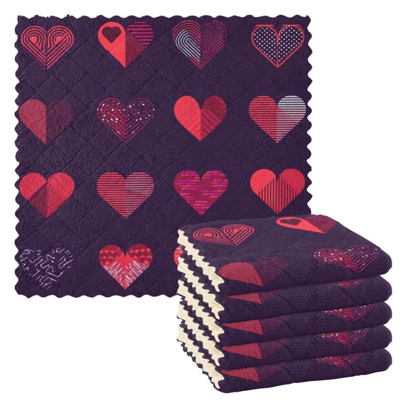 IAUYY Set of 6 Highly Absorbent Kitchen Towels and Dishcloths Set ,11" x 11" Premium Dishcloths for Washing Dishes Rags Everyday and Automobile Stylish Red