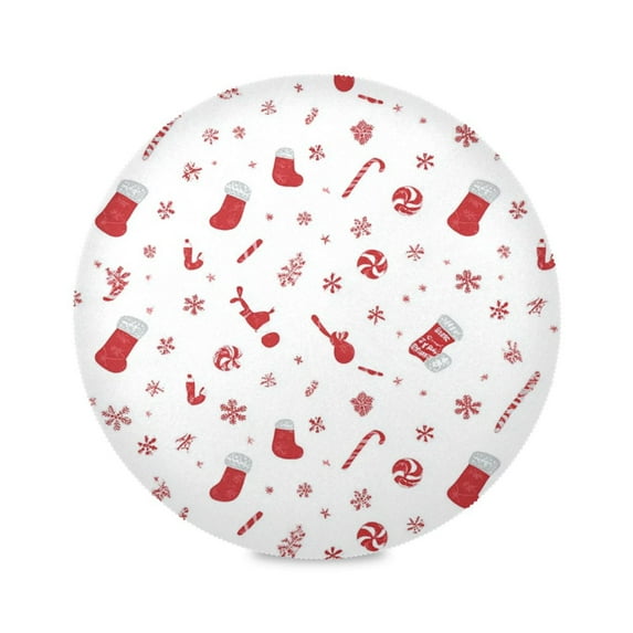 IAUYY Set of 6 Round Placemats for Dining Tables Heat-Resistant and Wear-Resistant DIY Printing Design Table Placemats,Applicable for Christmas Cane Sugar and Snowflakes