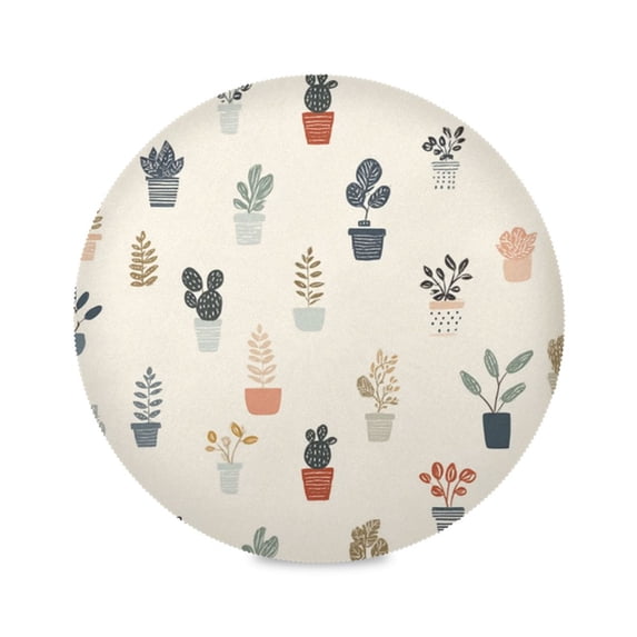 IAUYY Set of 6 Round Placemats for Dining Tables Heat-Resistant and Wear-Resistant DIY Printing Design Table Placemats,Applicable for Christmas Cartoon Flower Pot