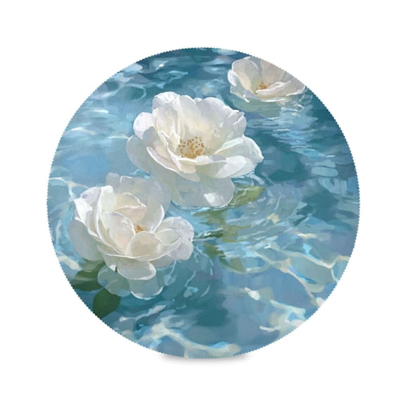 IAUYY Set of 6 Round Placemats for Dining Tables Heat-Resistant and Wear-Resistant DIY Printing Design Table Placemats，Applicable for Christmas Clear and Transparent Ripples