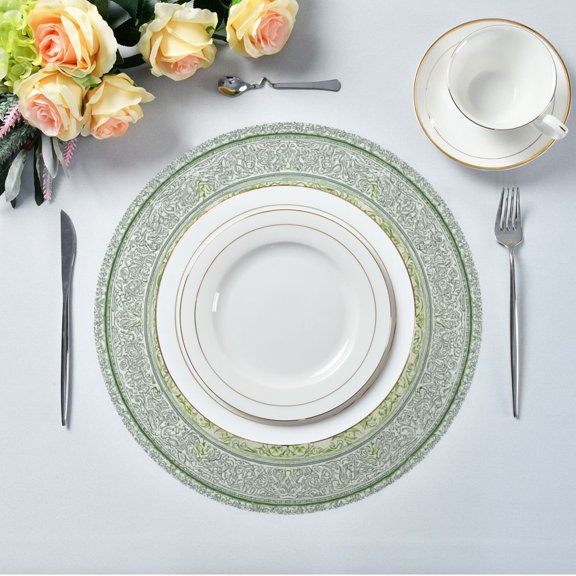IAUYY Set of 6 Round Placemats for Dining Tables Heat-Resistant and Wear-Resistant DIY Printing Design Table Placemats，Applicable for Christmas A Decorative Border Around