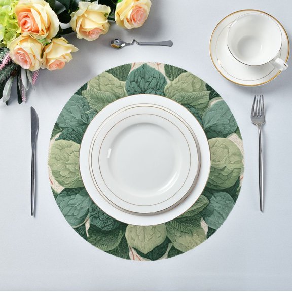 IAUYY Set of 6 Round Placemats for Dining Tables Heat-Resistant and Wear-Resistant DIY Printing Design Table Placemats，Applicable for Christmas The Long Ginseng