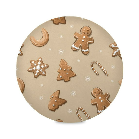 IAUYY Set of 6 Round Placemats for Dining Tables Heat-Resistant and Wear-Resistant DIY Printing Design Table Placemats,Applicable for Christmas Ordered Gingerbread Cookies