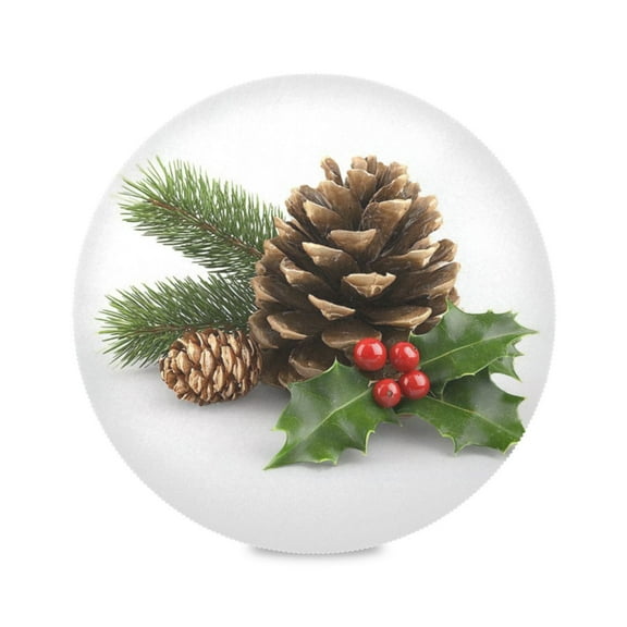IAUYY Set of 6 Round Placemats for Dining Tables Heat-Resistant and Wear-Resistant DIY Printing Design Table Placemats,Applicable for Christmas A Pinecone