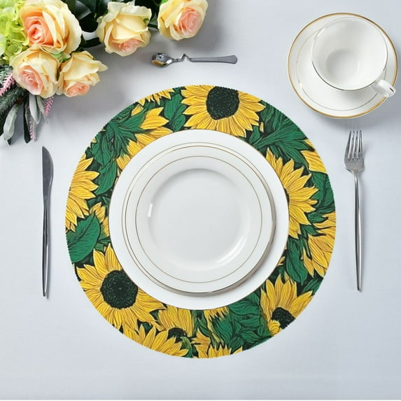 IAUYY Set of 6 Round Placemats for Dining Tables Heat-Resistant and Wear-Resistant DIY Printing Design Table Placemats,Applicable for Christmas Rugged Hand-drawn Illustrations