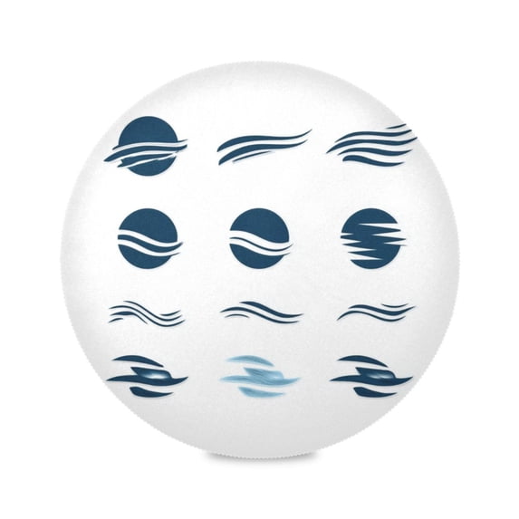 IAUYY Set of 6 Round Placemats for Dining Tables Heat-Resistant and Wear-Resistant DIY Printing Design Table Placemats,Applicable for Christmas Simple River Waves