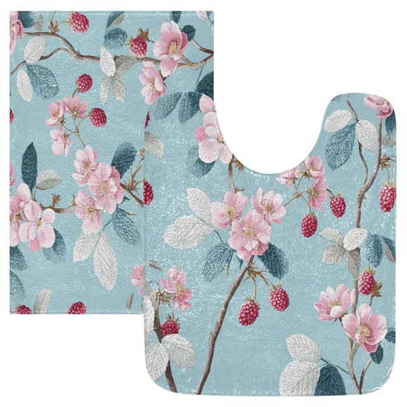 IAUYY Set of 2 Inch Bath Mat Thick Soft Plush Shower Mat TPR Backing Material Non Slip Bath Mats for Bathroom for Tub Shower Hotel Berry