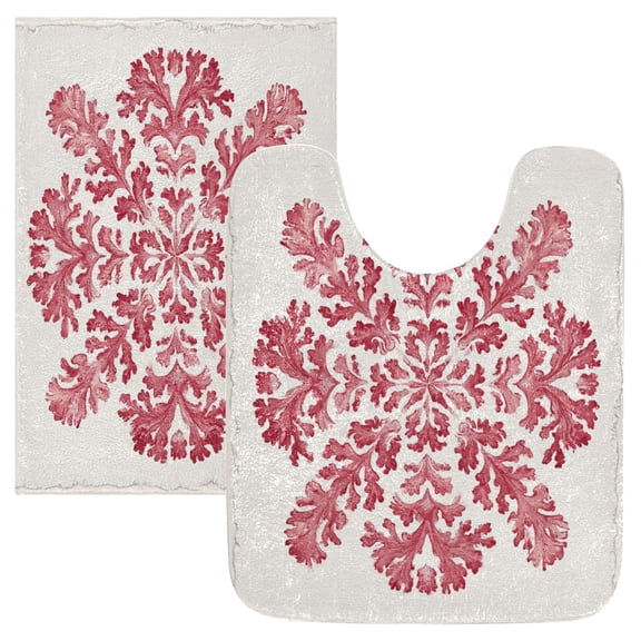 IAUYY Set of 2 Inch Bath Mat Thick Soft Plush Shower Mat TPR Backing Material Non Slip Bath Mats for Bathroom for Tub Shower Hotel Coral Pattern